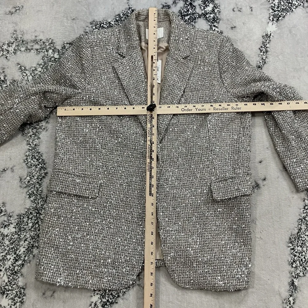 BR Tweed Blazer‎ Womens Size 14 NWT Textured Career Jacket Neutral Boucle